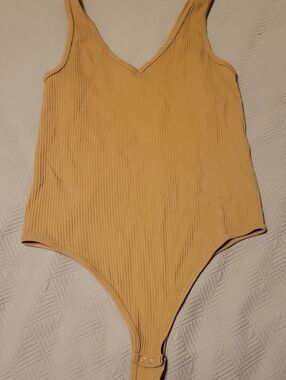 Gypsy And Jade One-Piece Ribbed Tank Bodysuit - Mustard Lg
